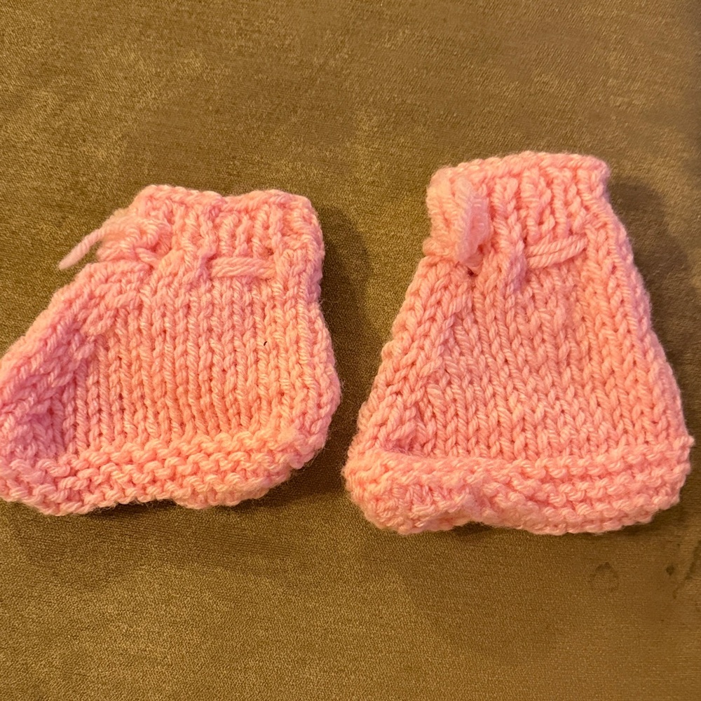 Hand-Knit Pink Baby Booties - Kids Accessories
